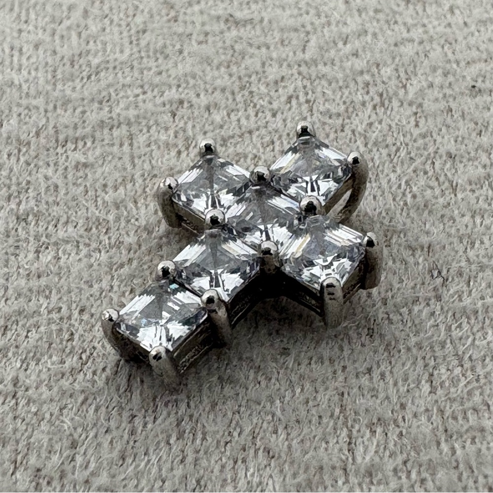 Sterling Silver Cross Pendant with Clear Stones